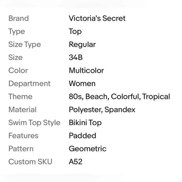 Victoria’s Secret Womens Bikini Swim Top Size 34B Pink Multicolor Padded - Picture 6 of 6